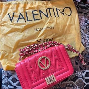 Tomato Red leather Mario Valentino crossbody purse
